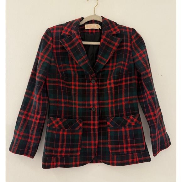 Pendleton Jackets & Blazers - Vintage Pendleton Women's Plaid Wool Red Green Classic Blazer Jacket Size 6